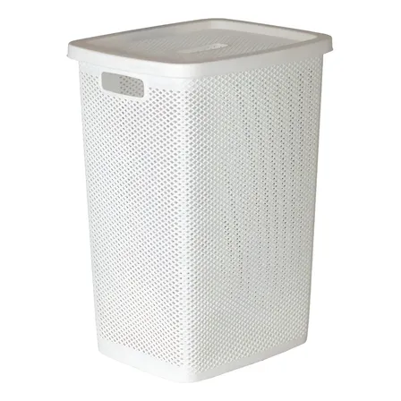 Cesto De Roupas 40 Litros Com Tampa Linea Branco 52 Cm
