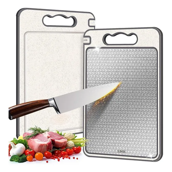 Tabua De Corte Saudável Para Cortar Dupla Face Aço Inox Pp