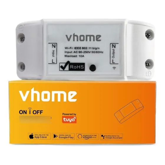 Interruptor Wifi Vhome Basic 10a Alexa Google Vshop Blanco