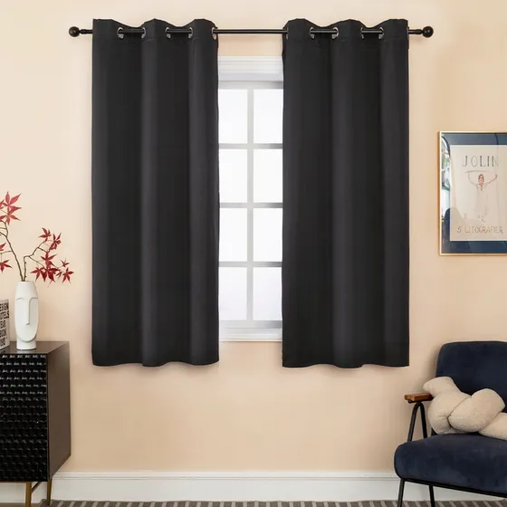 NANWEI Cortinas Blackout para recamara sala elegantes 215X160cm 2 Paneles Aislamiento térmico y Reducción de ruido Tela impermeable Negro