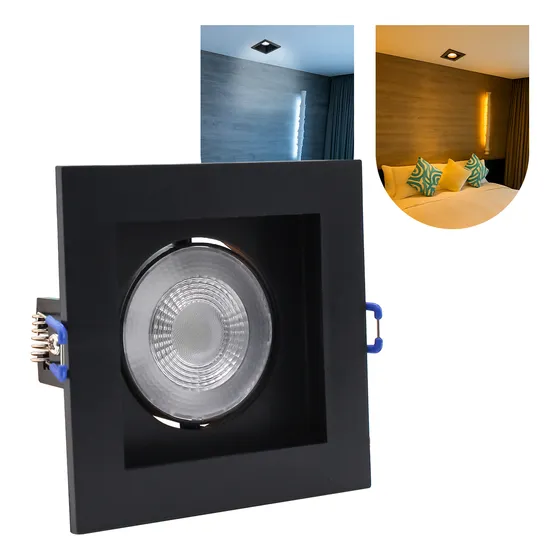 Spot Recuado Único Mr16 Embutir Lâmpada Led 5w Preto