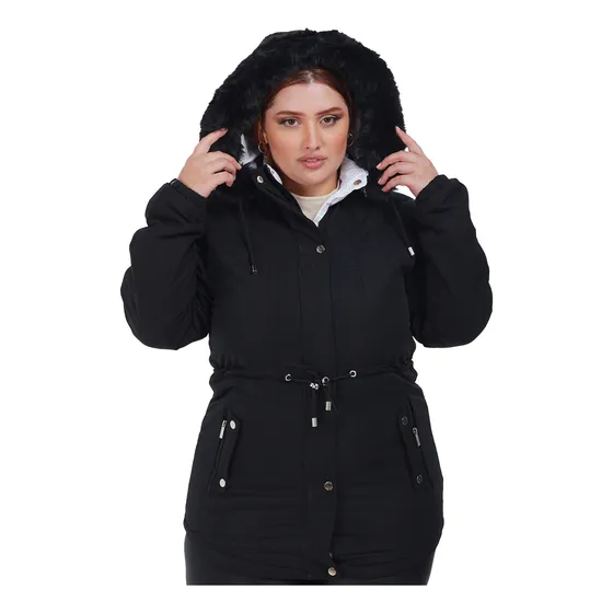 Jaqueta Parka Dupla Face Plus Size Sobretudo Feminina 2 Cor