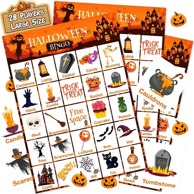 Tarjeta De Juego De Bingo De Halloween De Gran Tamaño V -opi