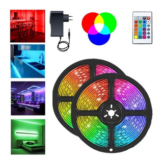10m Luz Fita Led Colorida 3528 Rgb Quarto Sala Escritório 10m Luz Fita Led Colorida 3528 Rgb Quarto Sala Escritório