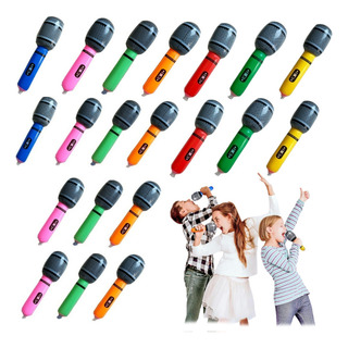 20 Microfonos Inflables 25cm Colores Fiesta Batucada Karaoke 20 Microfonos Inflables 25cm Colores Fiesta Batucada Karaoke
