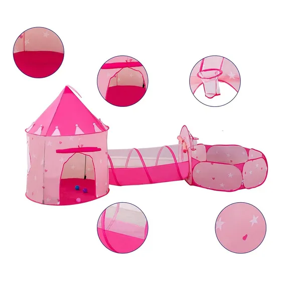 Castillo, Túnel Y Piscina Plagable Para Niños Y Niñas