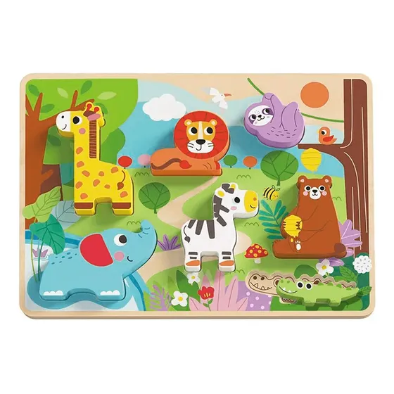 Juego Didáctico De Madera Tooky Toy Puzzle De Animales