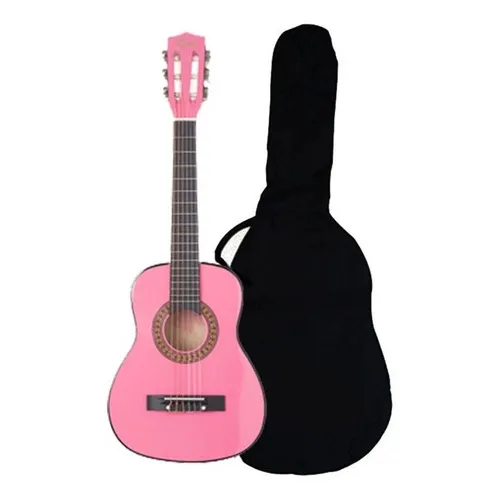 Guitarra Clásica Acústica Niña Rosada 30 P Alaguez Con Funda Color Rosa