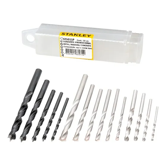 Conjunto De Brocas Em Aço Rápido C/ 15 Peças Stanley St5015p