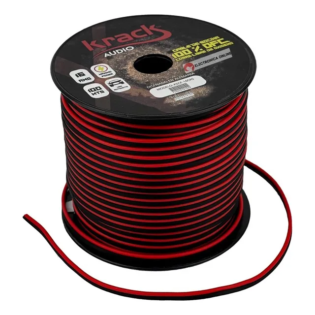 Rollo Cable Bocina 100mts Calibre 16 100% Cobre Ofc Krack 