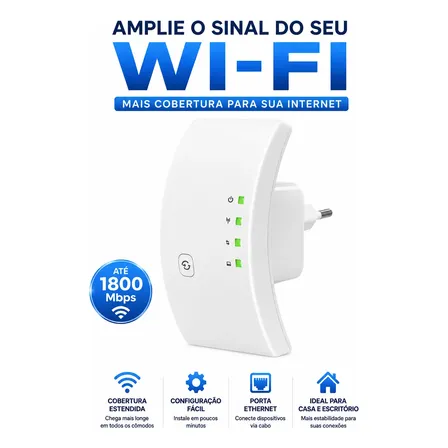 Repetidor Sinal Wifi 1800mbps Amplificador Sem Fio Turbo Por