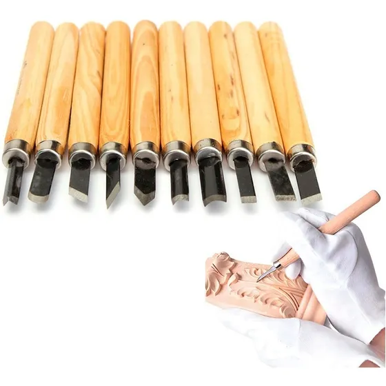 Kit Goiva Mini Formão 10pçs Entalhar Madeira Xilogravura
