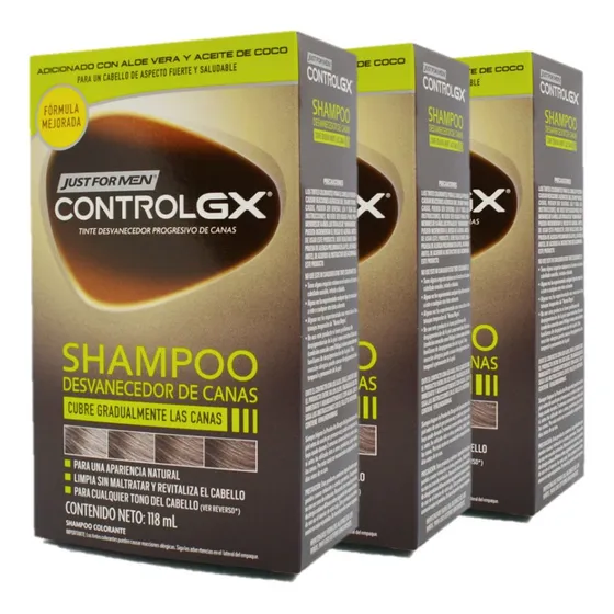 Kit 3 Shampoo Anticanas Y Oscurecedor Just For Men 118ml