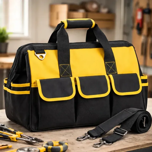 Bolsa Maleta De Ferramentas 16 Bolsos Eletricista Reforçada Amarelo