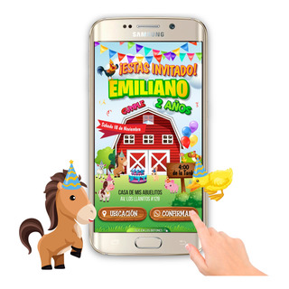 Invitación Interactiva Botones Animalitos De La Granja Invitación Interactiva Botones Animalitos De La Granja