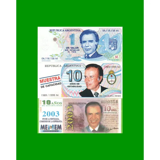 Bonos Publicitarios Set De (3) Carlos Menem Estado Exc+ S/ C