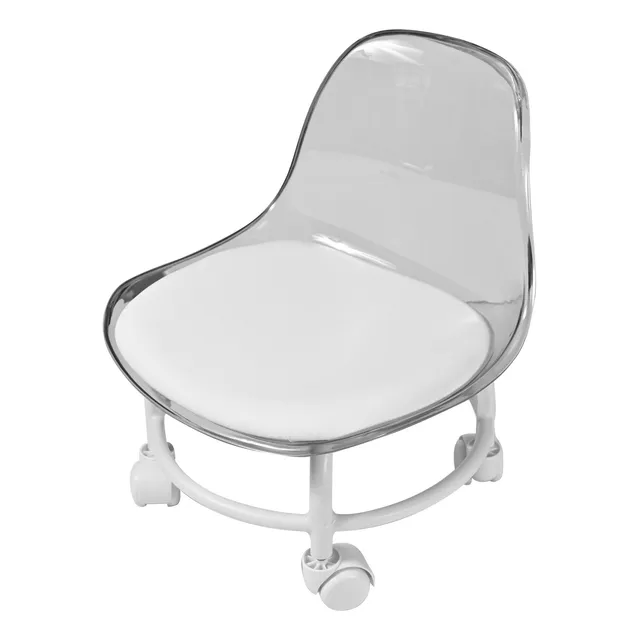 Silla Baja Con Rueditas Resistente Blanca - Goldin