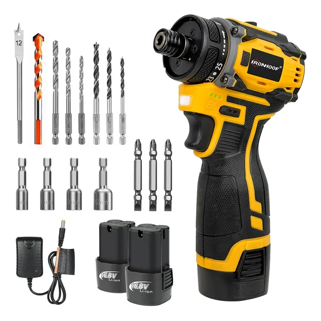 Kit De Taladro Inalambrico Atornillador Sin Escobillas Color Amarillo