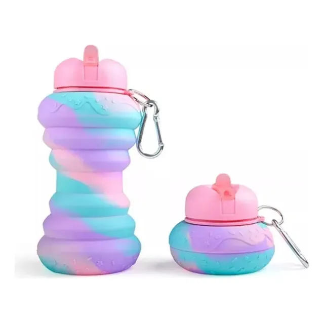 Botella De Agua Plegable Tipo Llavero Deportiva Infantil Rz