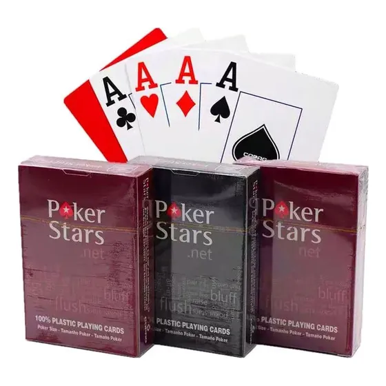 Set 2 Barajas Cartas Poker Stars Jumbo 100% Plastico