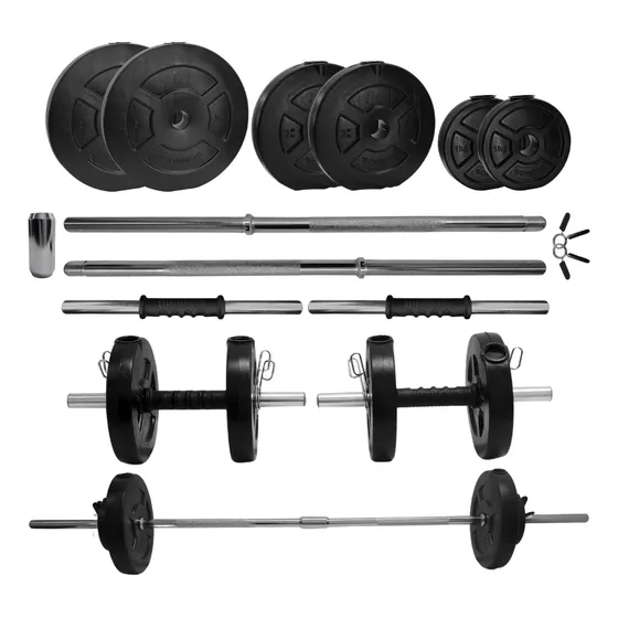 Mancuernas + Barra 1,5 Cromada Desarmable + 22 Kg. Discos