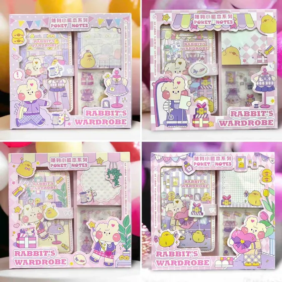 Agenda Kawaii Pequeña + Taco De Notas + Stickers