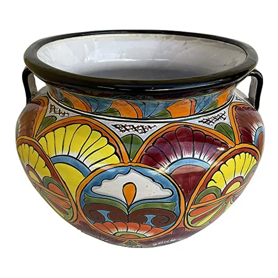 Maceta De Talavera Mexicana Grande Hecha A Mano Para Jardín