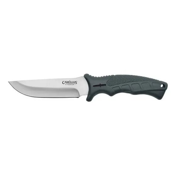 Cuchillo Camillus Full Tang Titanium Funda Caceria Camping Color Gris
