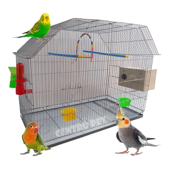 Combo Kit Jaula Para Aves Ninfas Con Accesorios Nido 