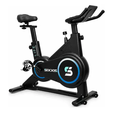 Bicicleta Spinning Magnética Sixxis 16kg Bluetooth com Apps Doméstica Preto