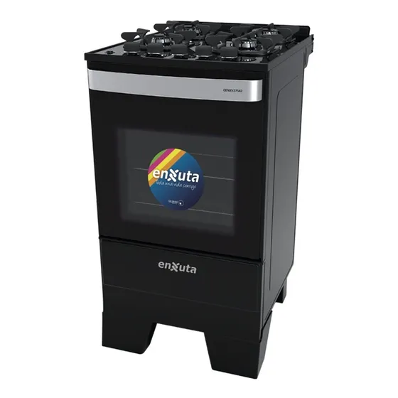 Cocina A Gas Enxuta Cenxv27542ng Negra Mesada Vidrio
