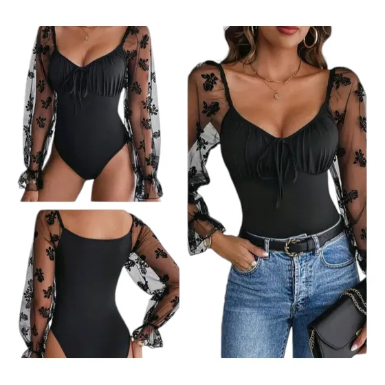 Body Para Dama Mangas Transparentes Shein