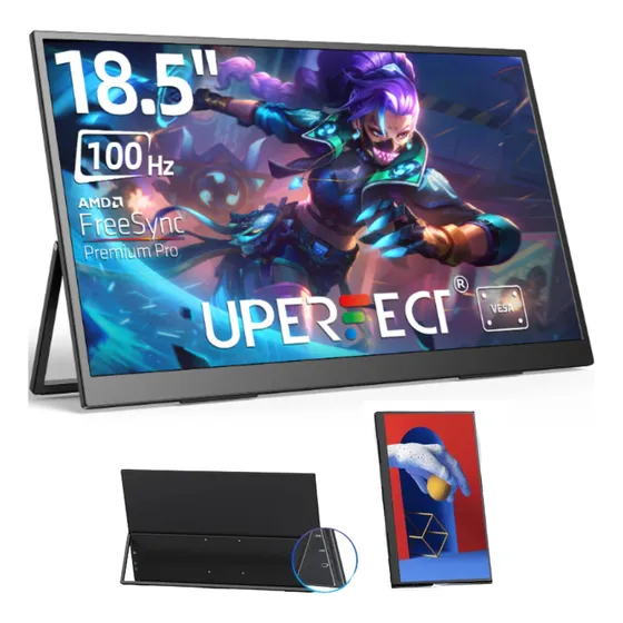 Monitor Portátil Uperfect 18,5 Ips 100hz 1080p Full Hd Ultra Slim Fino Com Suporte Dobrável Integrado
