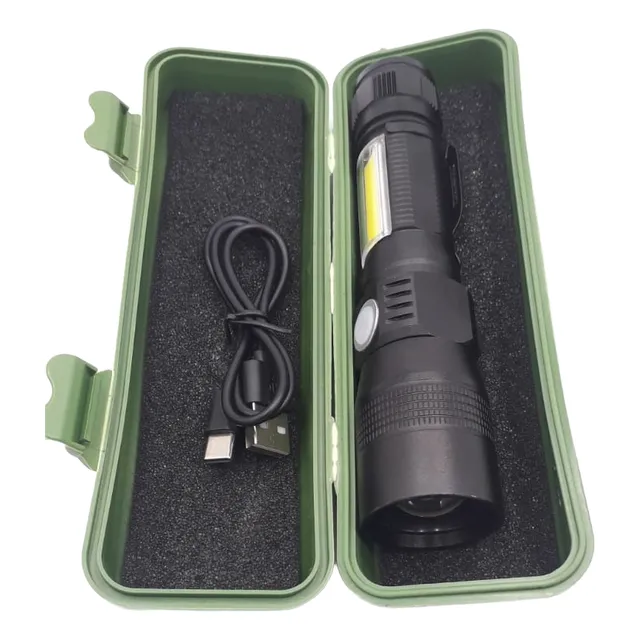 Linterna Led Recargable Mediana (blanco/rojo/ Ultravioleta)