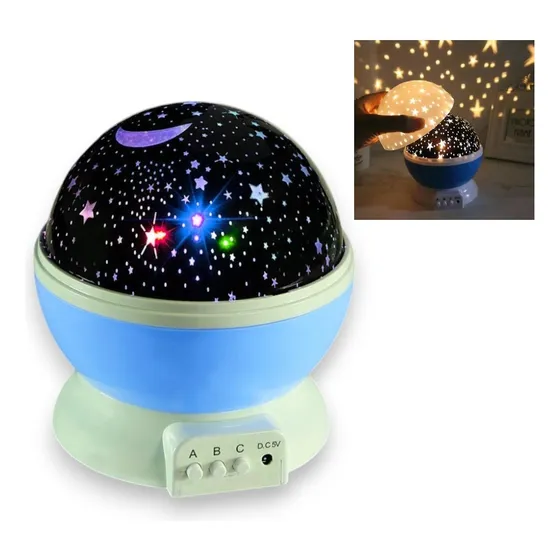 Velador Led Proyector Estrellas Giratorio Con Pilas Usb Rgb