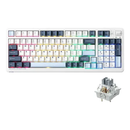 Teclado Gamer Mecánico Inalámbrico Ergonomico Pc Kg98 Rgb