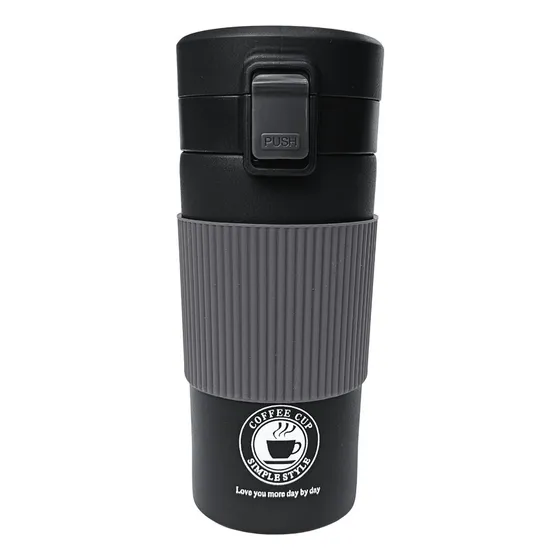 Vaso Térmico Para Café Termo De Acero Inoxidable 350ml Negro Lisa