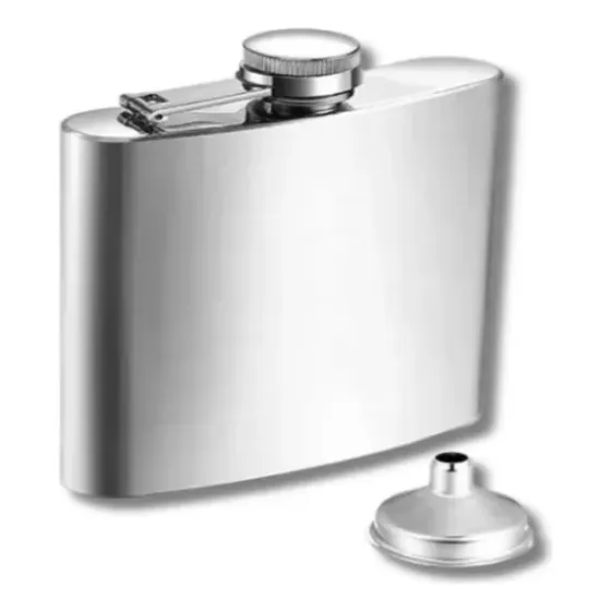 Frasco Carterita Licorera 8oz De Acero Inoxidable Con Embudo