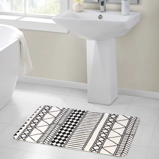Haocoo Alfombra Baño 18 X 25  Moderna Geometrica Terciopelo