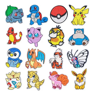 Set 16 Parches Bordados Termoadhesivos Inspirados En Pokemon Set 16 Parches Bordados Termoadhesivos Inspirados En Pokemon