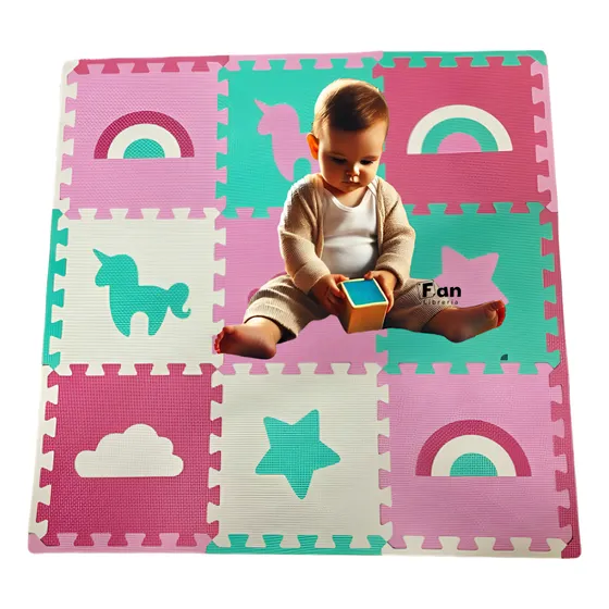 Piso Goma Eva Bebe Antigolpe Pastel Unicornio Nena 30x30 Cm
