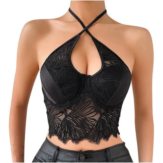 Y Blusa Sin Mangas De Encaje Con Tirantes A25 Para Mujer