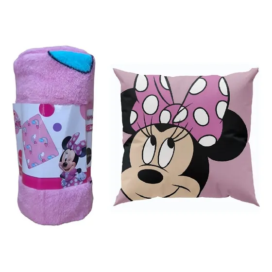 Pack Manta + Cojín Con Minnie Disney Algodón Niñas