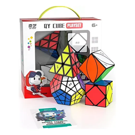 QiYi MoFangGe Gift Box QiYi 0932C Cubo Rubik Pyraminx Ivy Skewb Megaminx Gif Box Color de la estructura Black Pack X4