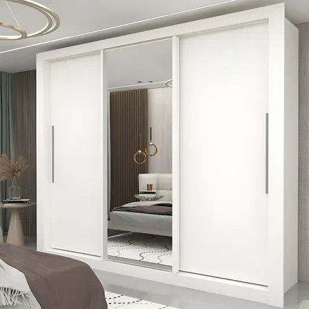 Guarda-roupa Casal Branco 3 Portas Corrediça Espelhada Milão Mdf Yescasa