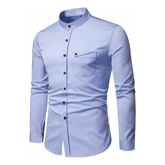 Camisas Slim Fit Cuello Mao Para Caballeros Hktr