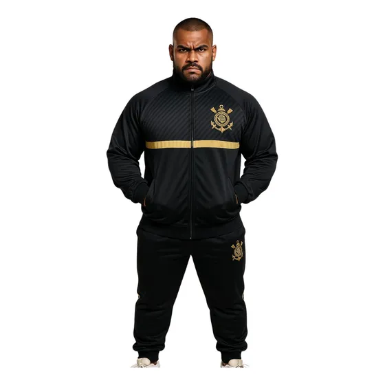 Agasalho Conjunto Jaqueta Calça Corinthians Dourado Trilobal