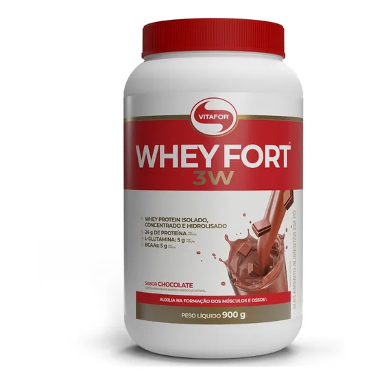 Whey Fort 3w 900g - Vitafor Concentrado Isolado Hidrolisado