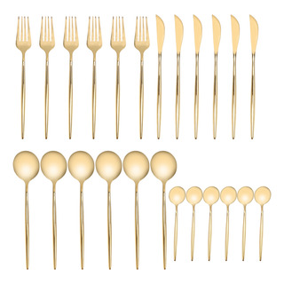 Juego De Cubiertos Dorados, 24 Piezas, Cuchillo, Tenedor Y C Juego De Cubiertos Dorados, 24 Piezas, Cuchillo, Tenedor Y C