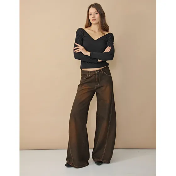 Pantalon Zaira Jeans Palazzo Abiertos De Mujer